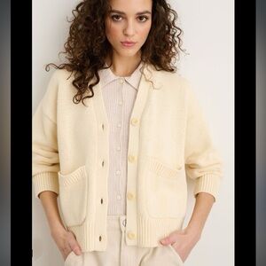 Alex Mill Emma Cotton Cardigan in Cream